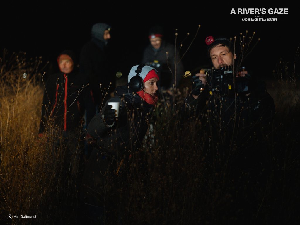 Andreea Cristina Borțun și Laurențiu Răducanu la filmări/ foto: Adi Bulboacă
