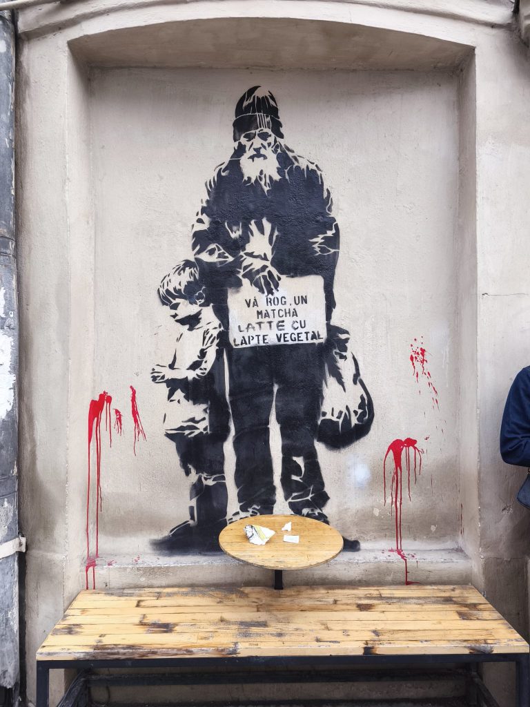 Graffiti pe Bulevardul Elisabeta, cafeneaua Meron, martie 2026/ foto: Cultura la dubă
