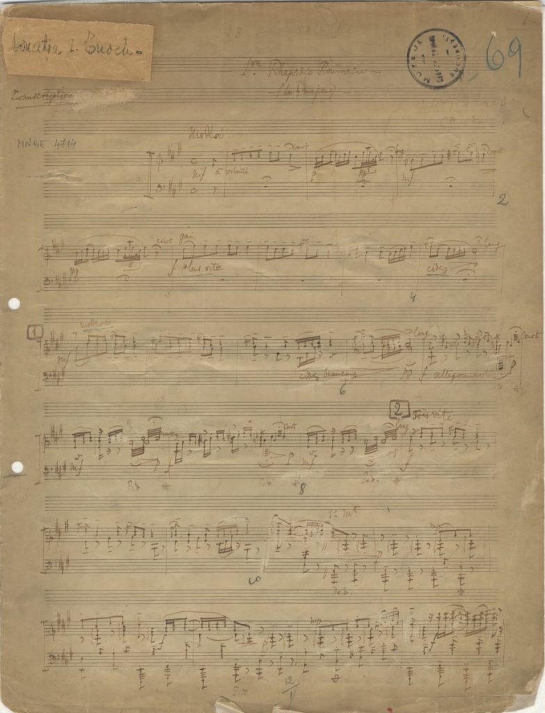 Manuscrisul muzical al Rapsodiei nr 1, de George Enescu, reducție pentru pian - clasat în Tezaur/ foto: cimec.ro